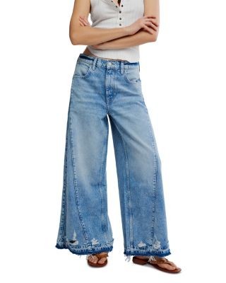 Free People Apollo High Rise Wide Leg Jeans in Streamline