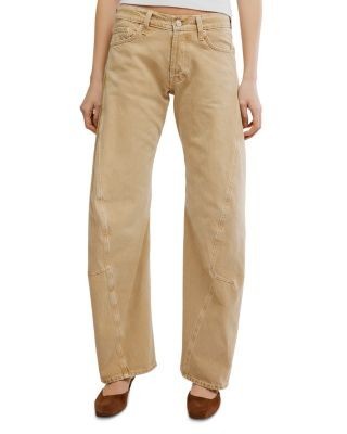 Free People Fable Low Rise Twisted Seam Jeans in Oat Latte