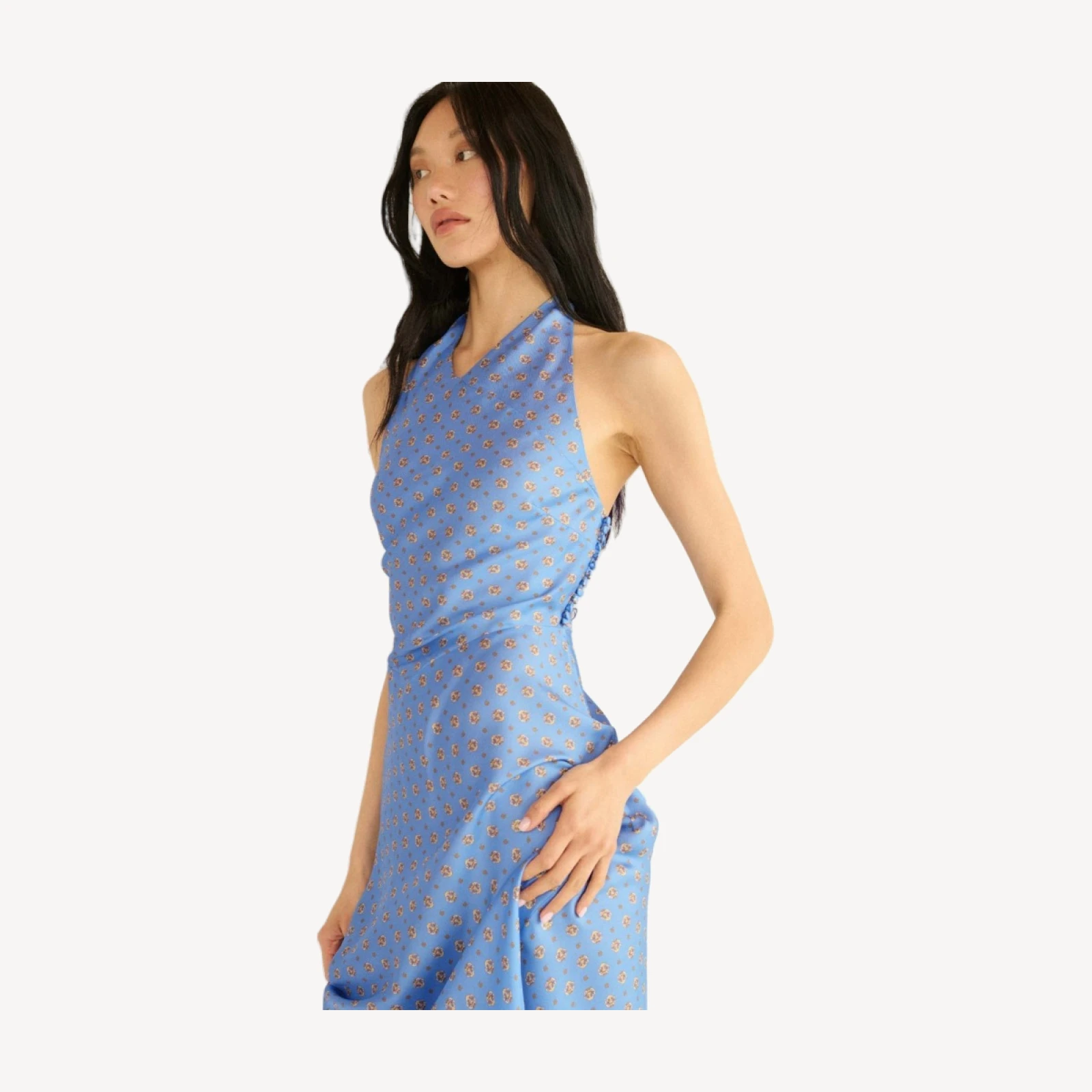 NOEMIE DRESS -- PERIWINKLE CADIZ FOULARD