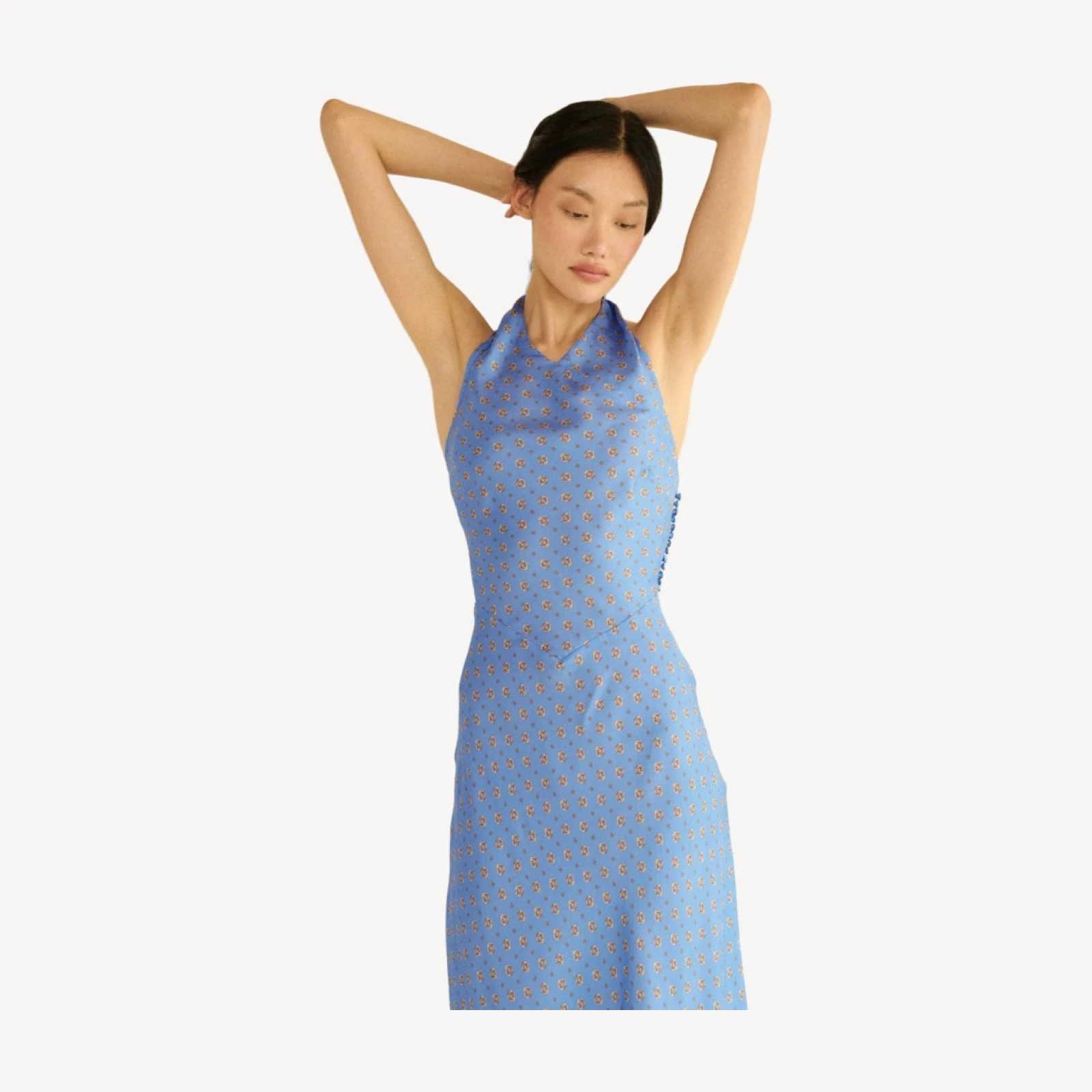 NOEMIE DRESS -- PERIWINKLE CADIZ FOULARD