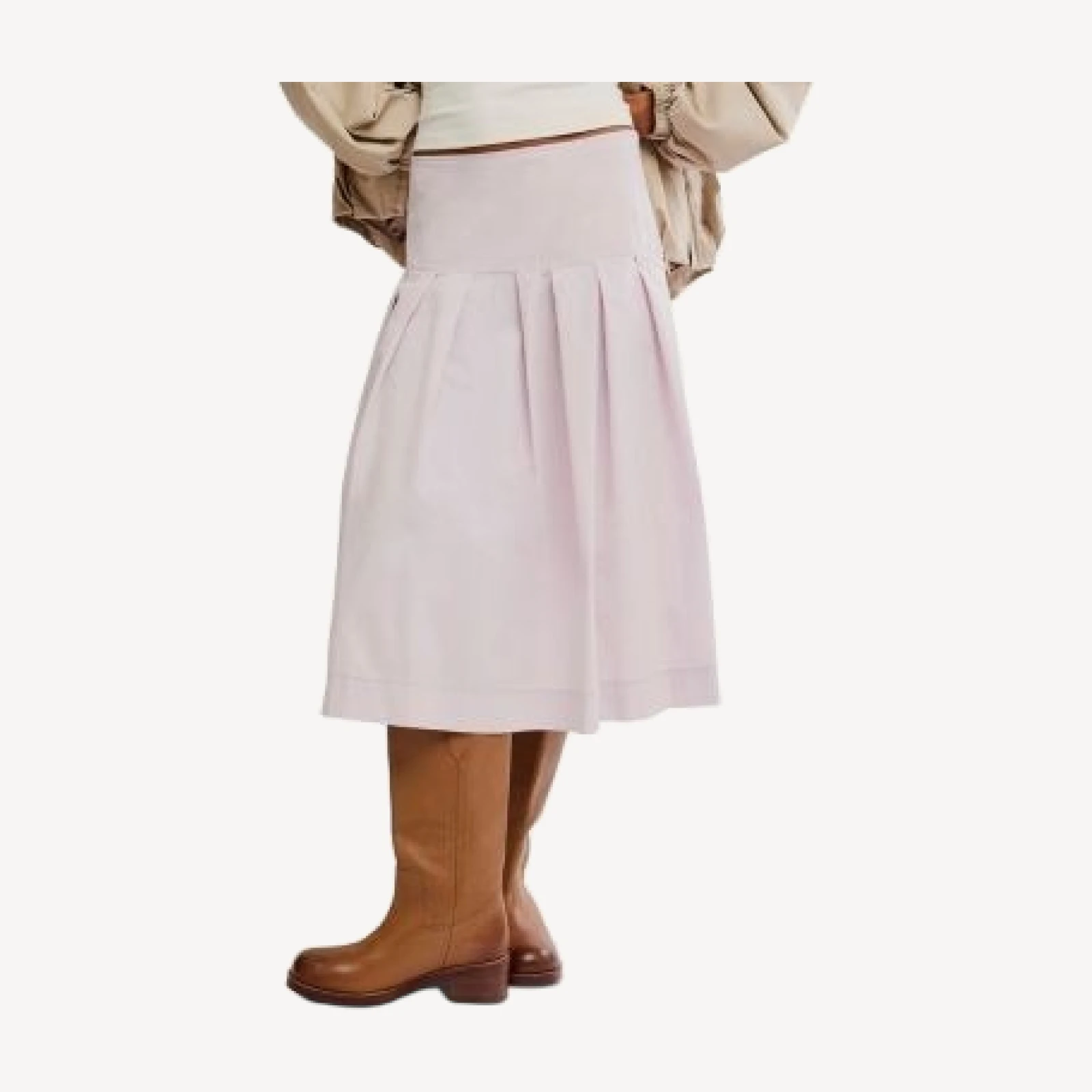 Free People Skipper Pleated Chino Skirt