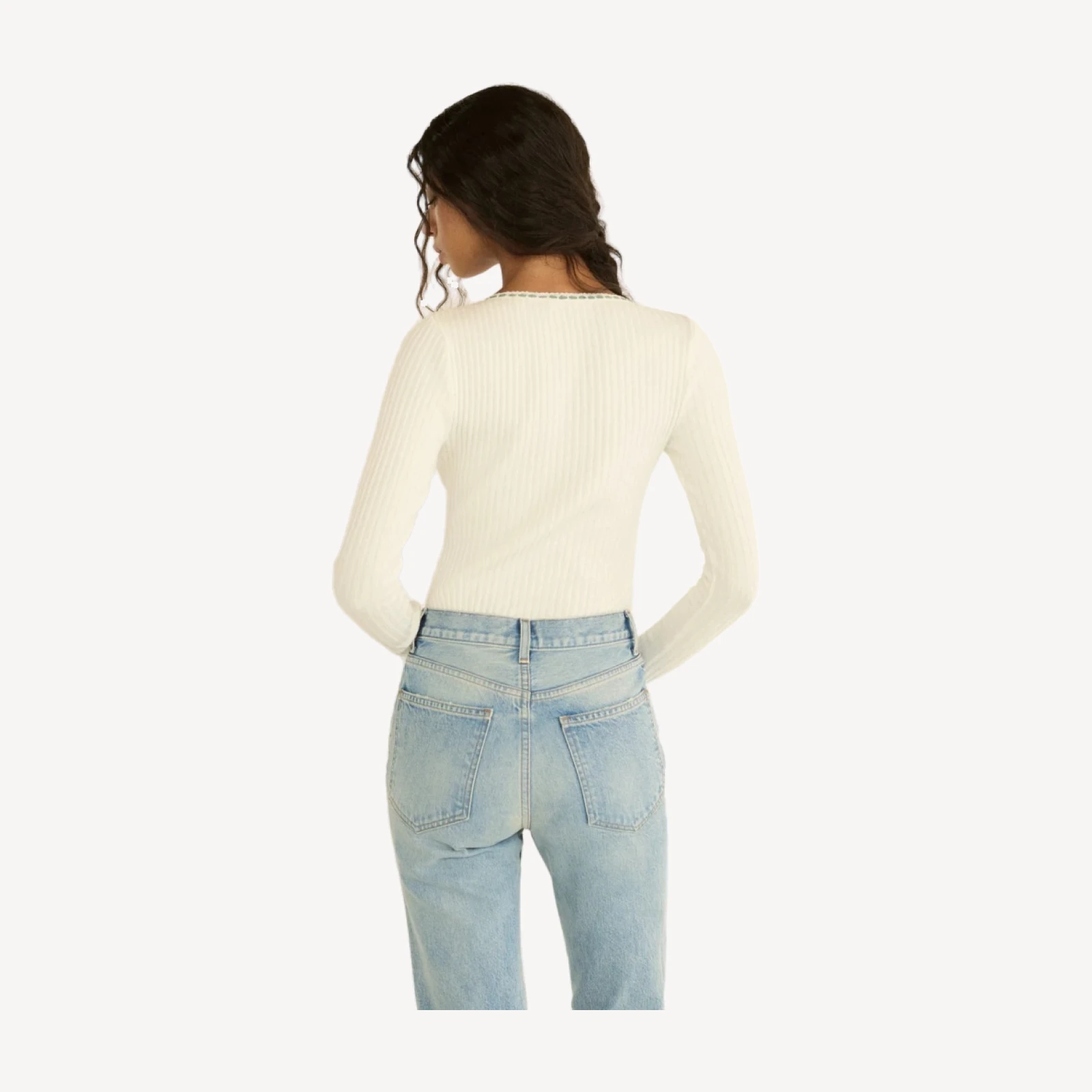 LIDIE TEE -- SALT WITH CLOUD BLUE RIBBON
