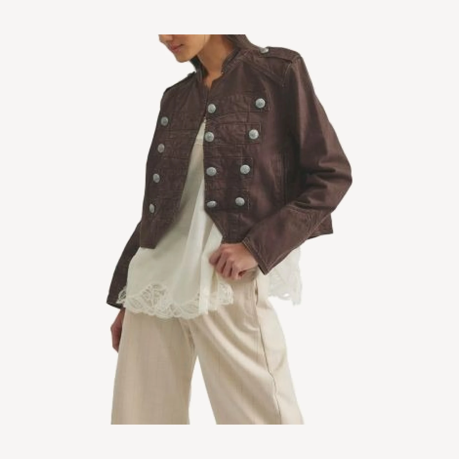 Free People Ryland Cotton Blend Band Jacket