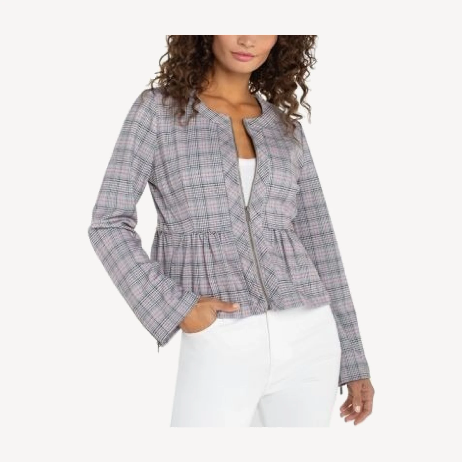 Liverpool Los Angeles Plaid Peplum Jacket