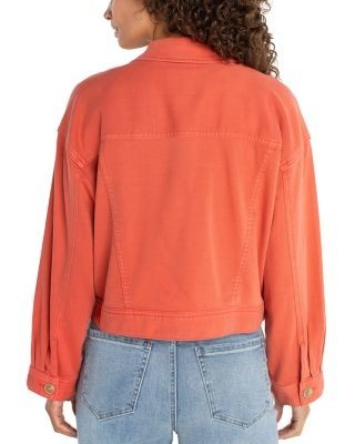 Liverpool Los Angeles Oversized Cropped Denim Jacket in Red Clay
