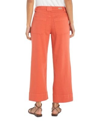 Liverpool Los Angeles Stride Mid Rise Cargo Wide Jeans in Red Clay