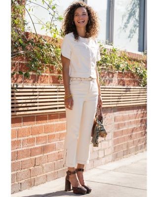 Liverpool Los Angeles Collarless Short Sleeve Cropped Jacket