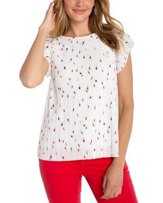 Liverpool Los Angeles Flutter Sleeve Boat Neck Knit Top