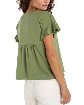Liverpool Los Angeles Woven Flutter Sleeve Top