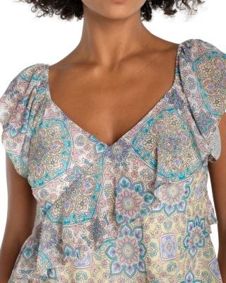 Liverpool Los Angeles Flutter Sleeve Draped Woven Blouse