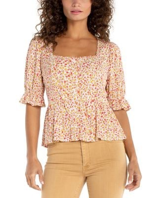 Liverpool Los Angeles Square Neck Peplum Top
