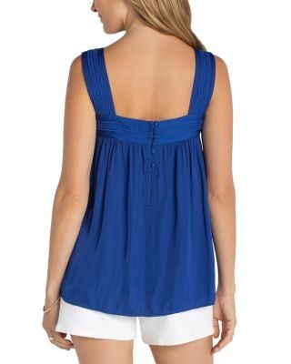 Liverpool Los Angeles Sleeveless Woven Top with Pintuck Straps