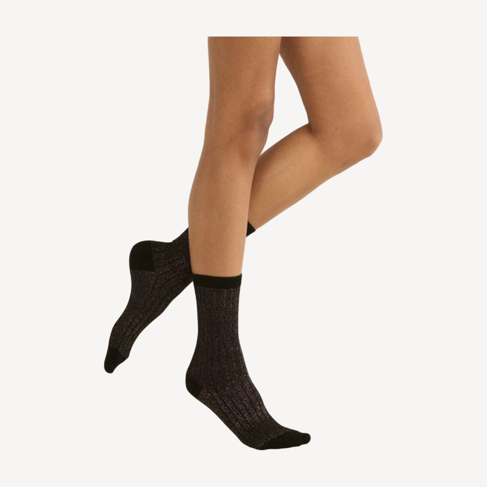 COLLÉGIEN VICTOIRE GLITTER CREW SOCKS -- NOIR DE CHARBON