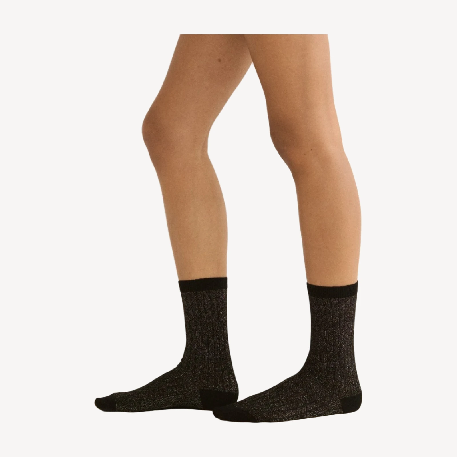 COLLÉGIEN VICTOIRE GLITTER CREW SOCKS -- NOIR DE CHARBON