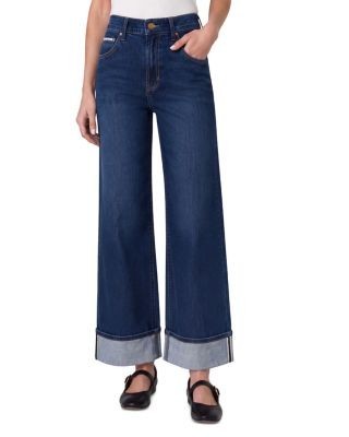 Liverpool Los Angeles Selvedge Morgan High Rise Cuffed Wide Leg Jeans in Cosmic Dust