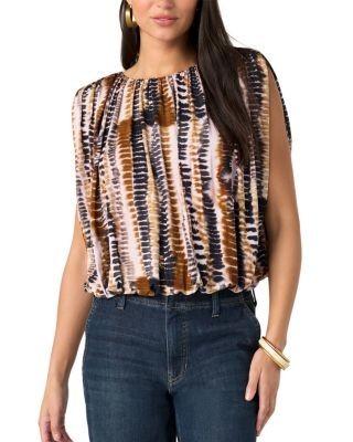 Liverpool Los Angeles Sleeveless Draped Shoulder Pad Top