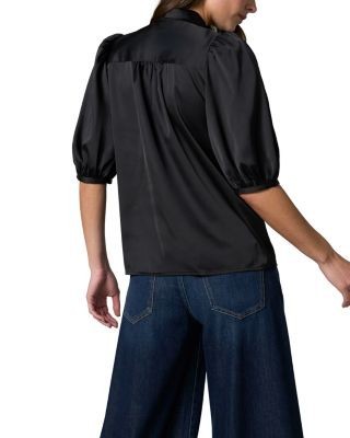 Liverpool Los Angeles Tie Neck Elbow Length Puff Sleeve Top