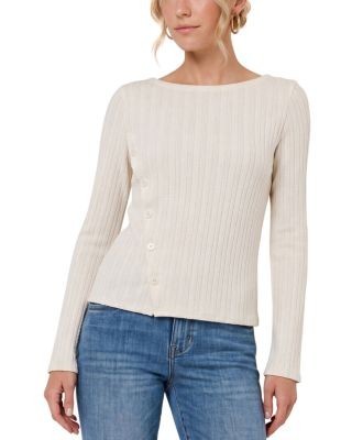 Liverpool Los Angeles Boat Neck Jacquard Rib Knit Sweater