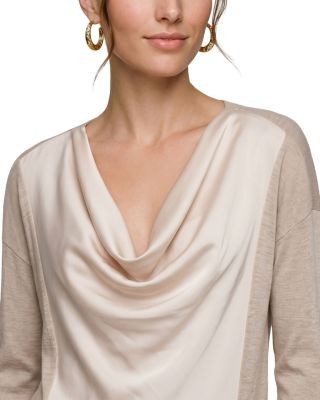Liverpool Los Angeles Drape Neck Mixed Media Sweater