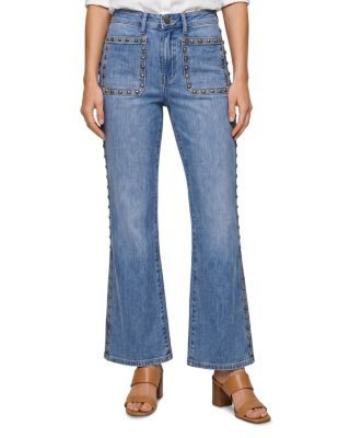 Liverpool Los Angeles Hannah High Rise Studded Flare Leg Jeans in Bronzed Blue