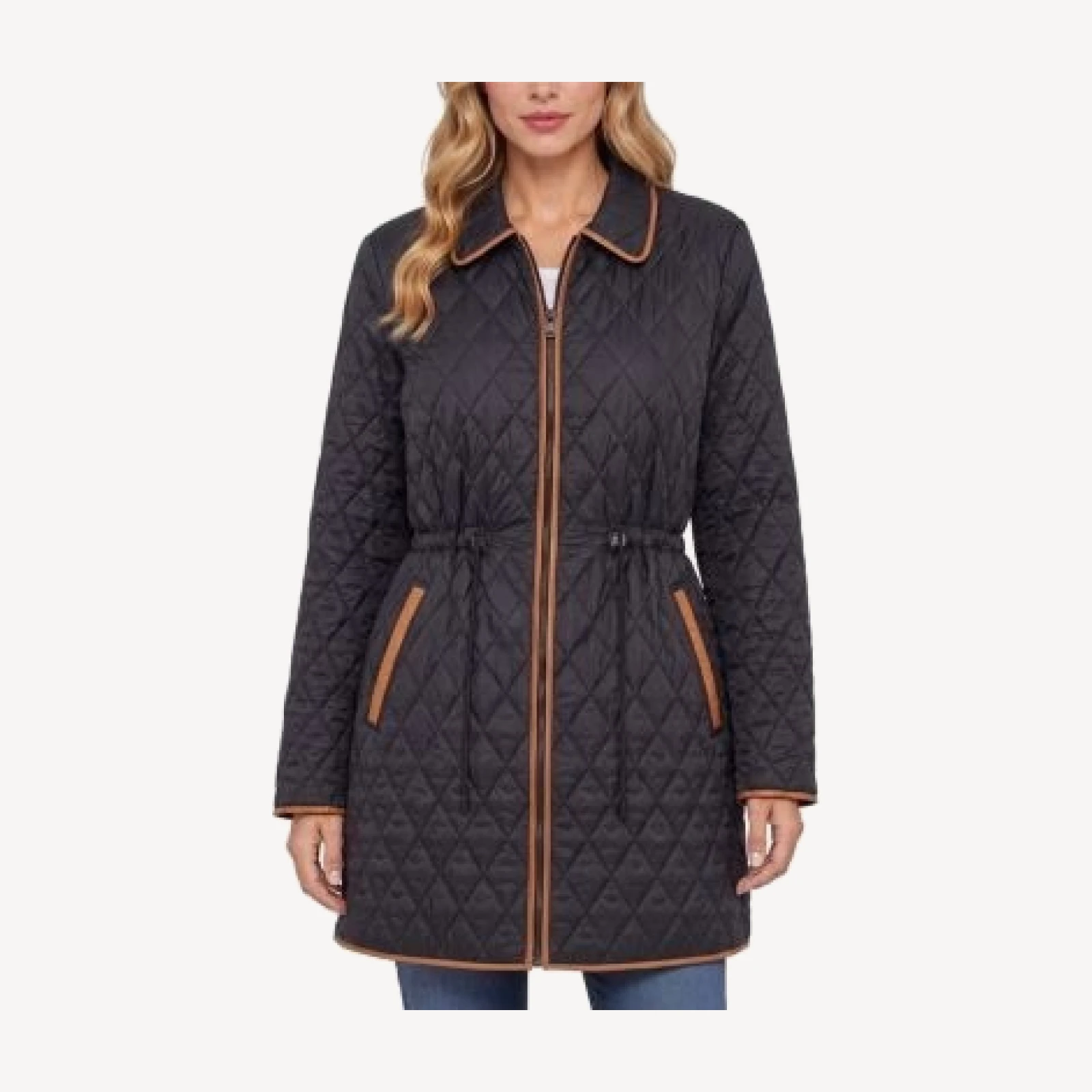 Liverpool Los Angeles Quilted Long Raglan Sleeve Coat