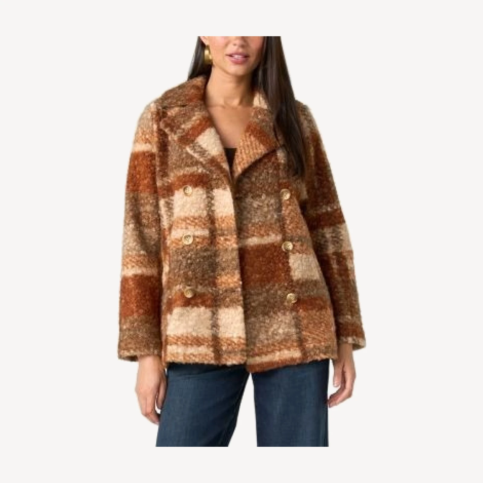 Liverpool Los Angeles Check Print Double Breasted Peacoat