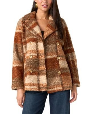 Liverpool Los Angeles Check Print Double Breasted Peacoat