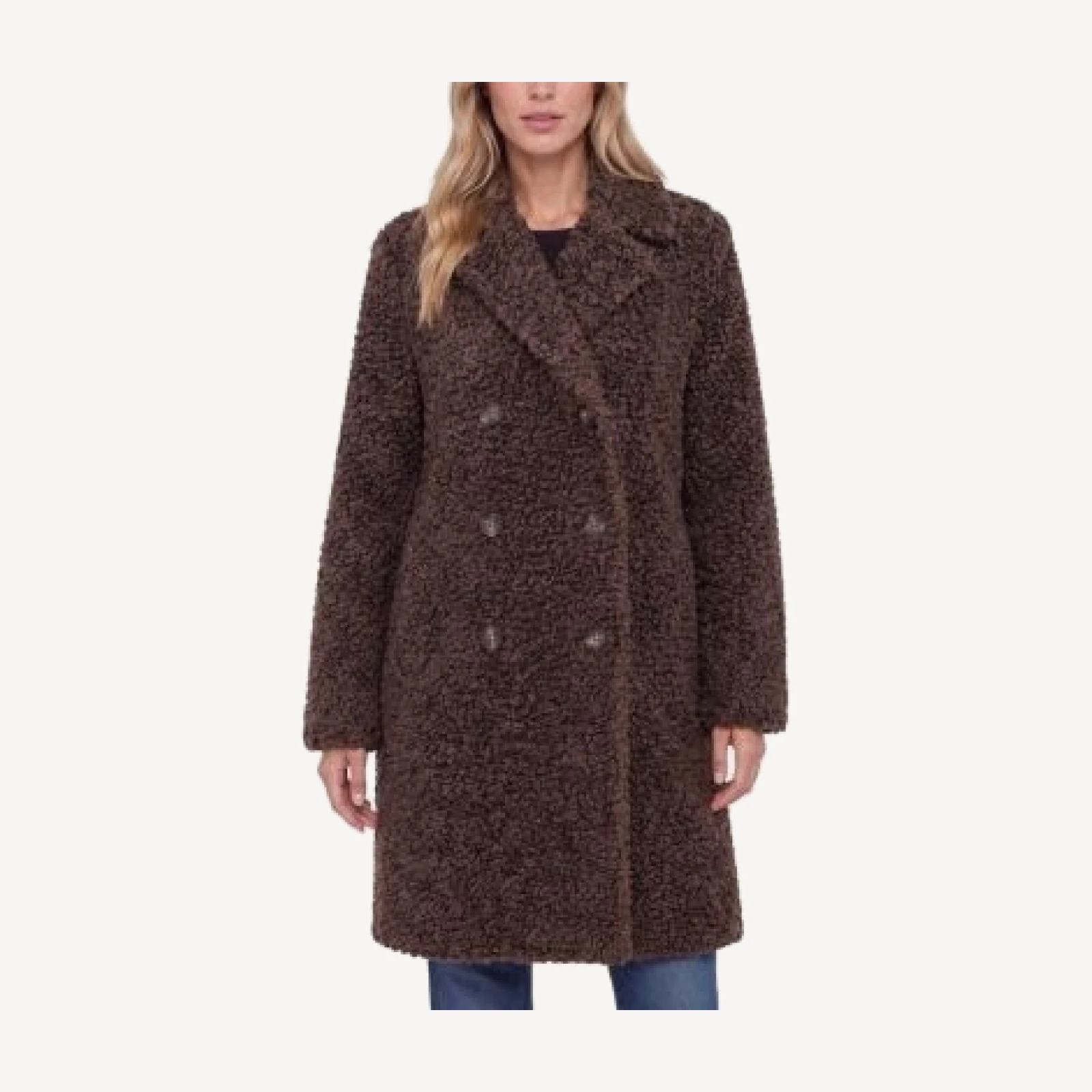 Liverpool Los Angeles Notch Lapel Double Breasted Teddy Coat