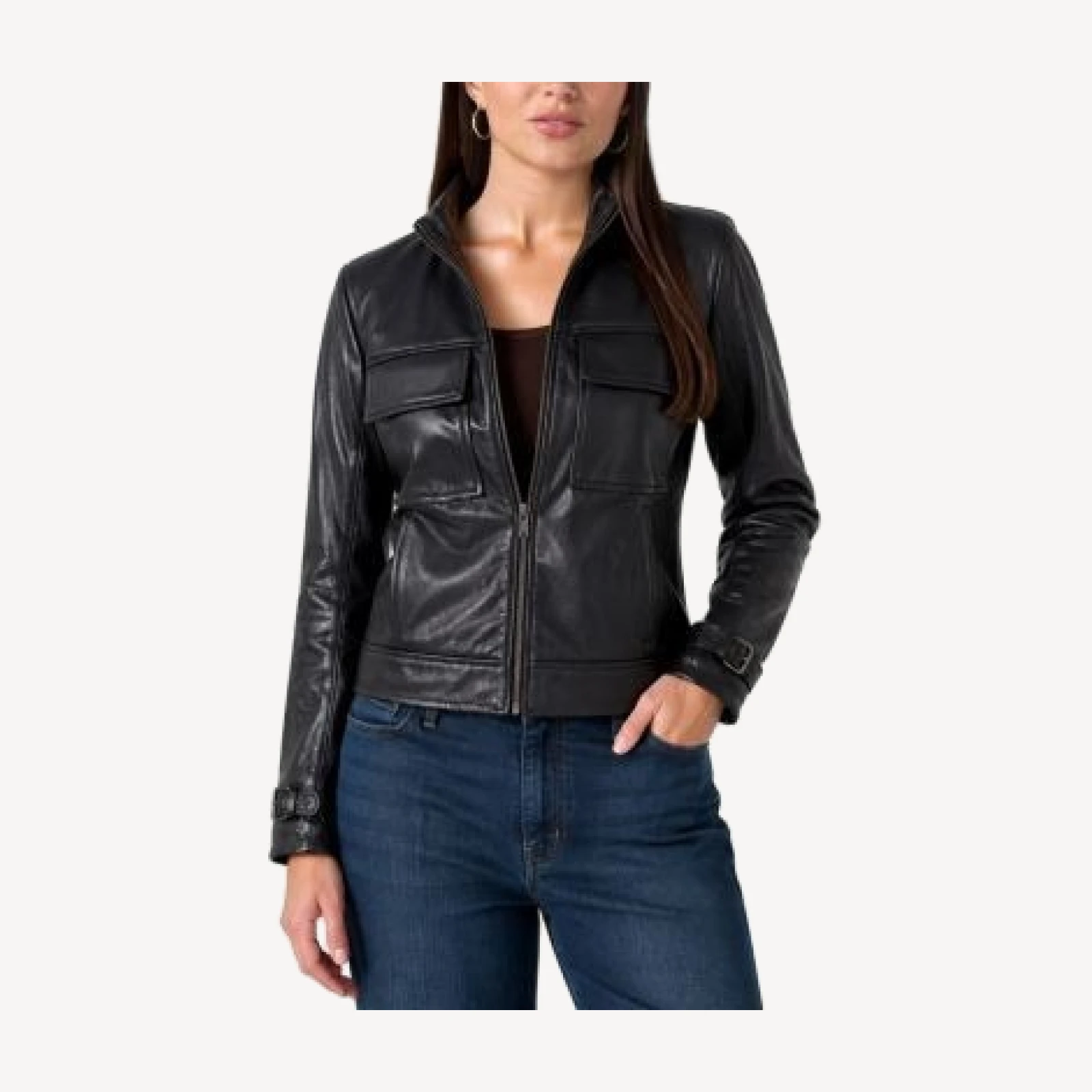 Liverpool Los Angeles Zip Front Faux Leather Moto Jacket