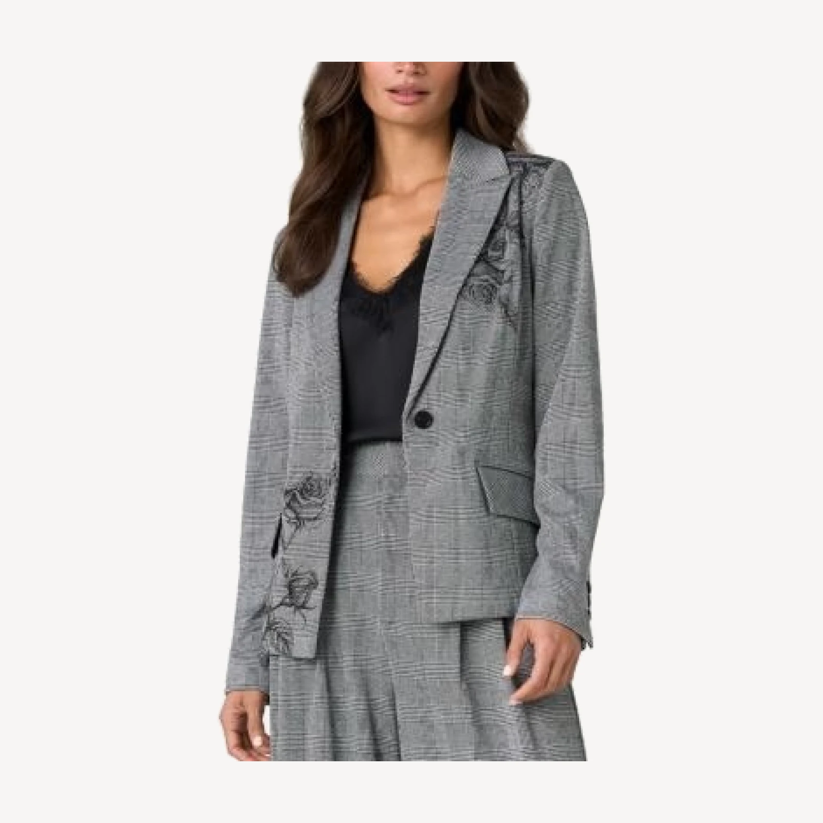 Liverpool Los Angeles Floral Check Print Notch Lapel Blazer