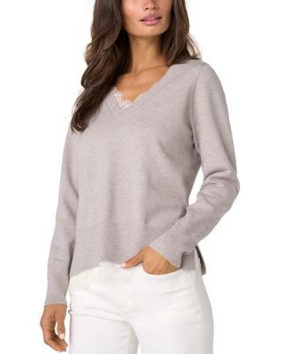 Liverpool Los Angeles Lace Trim V Neck Sweater