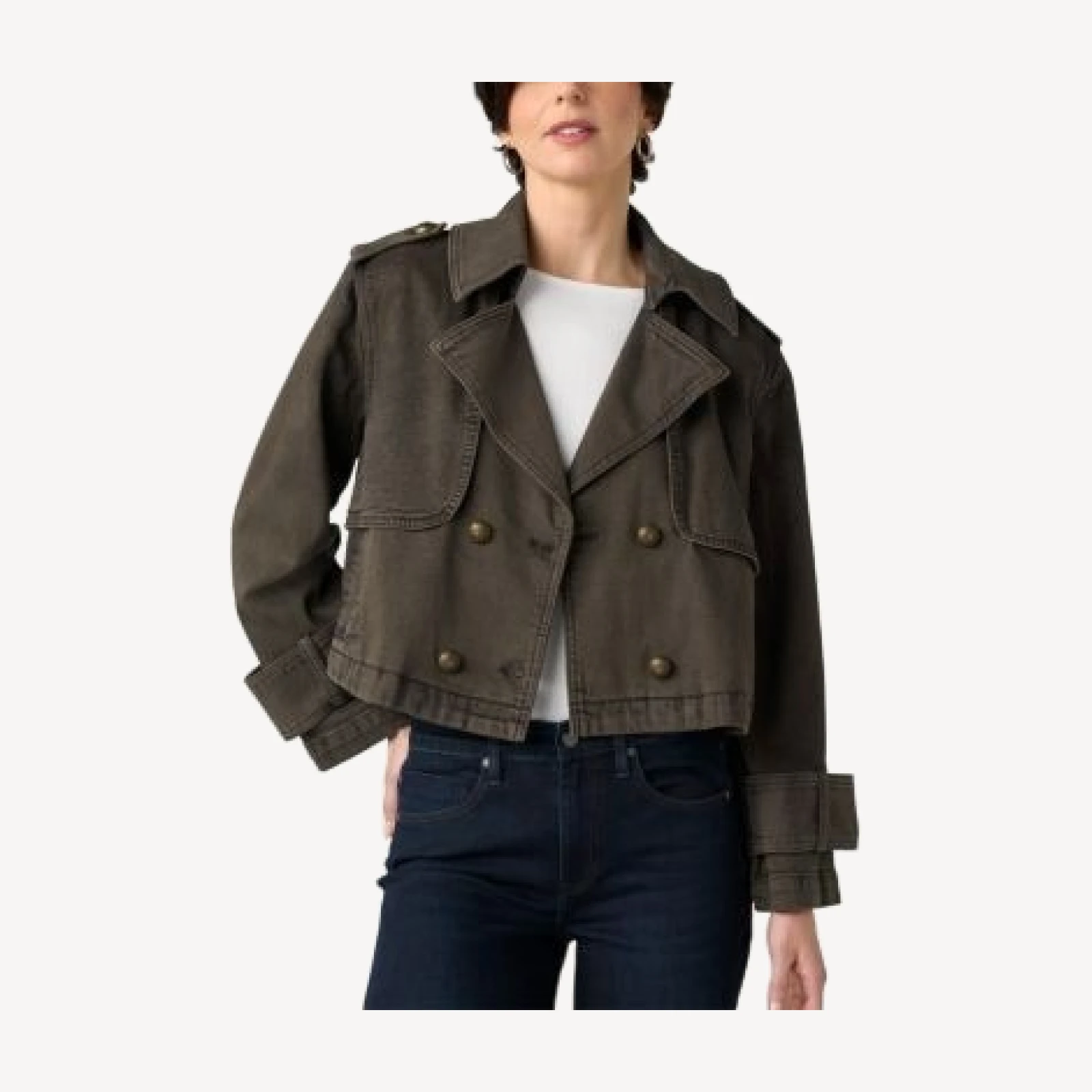 Liverpool Los Angeles Cropped Denim Trench Coat