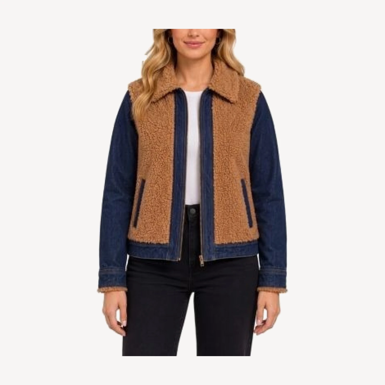 Liverpool Los Angeles Faux Fur Trim Denim Jacket