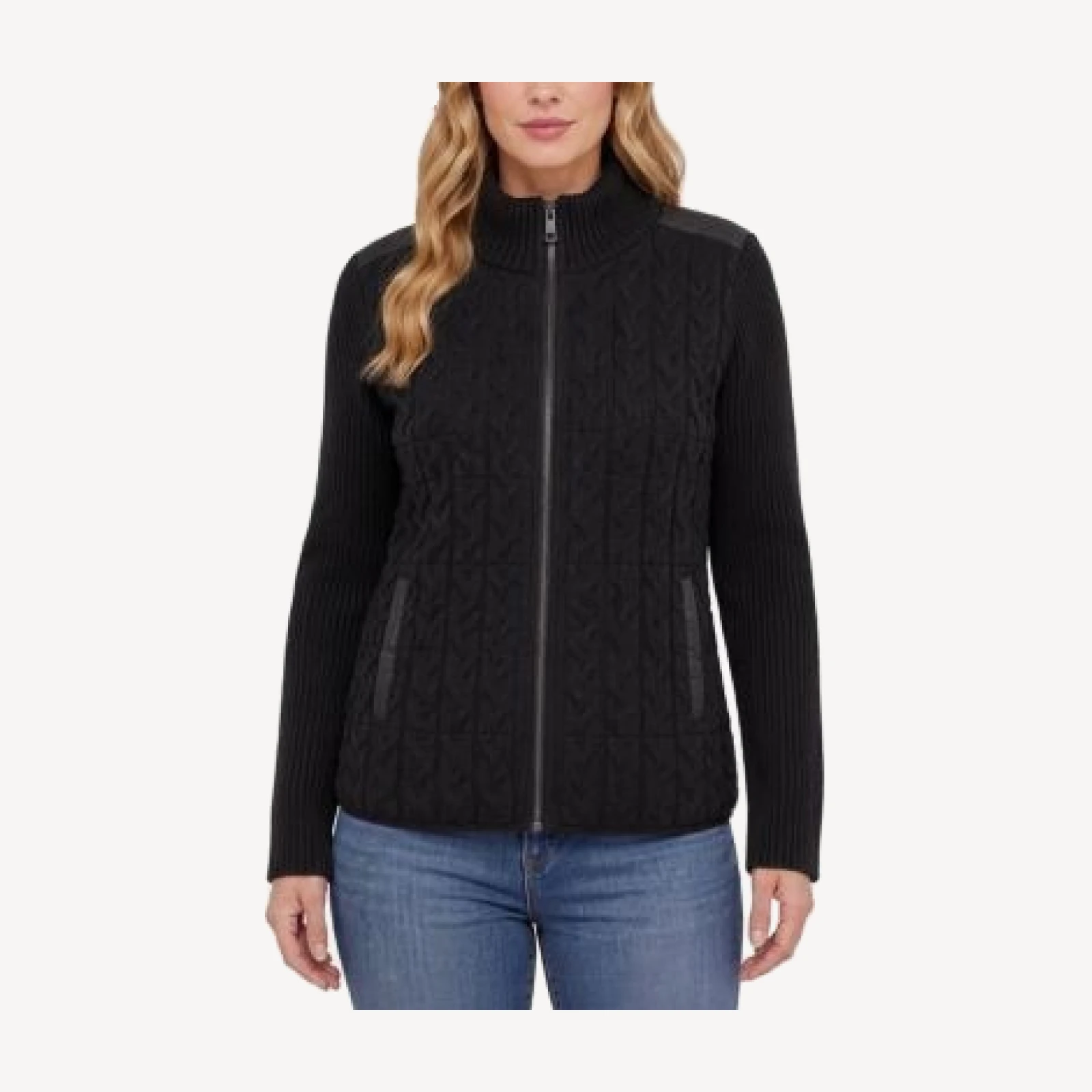 Liverpool Los Angeles Quilted Zip Front Sweater Jacket