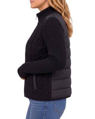 Liverpool Los Angeles Quilted Zip Front Sweater Jacket