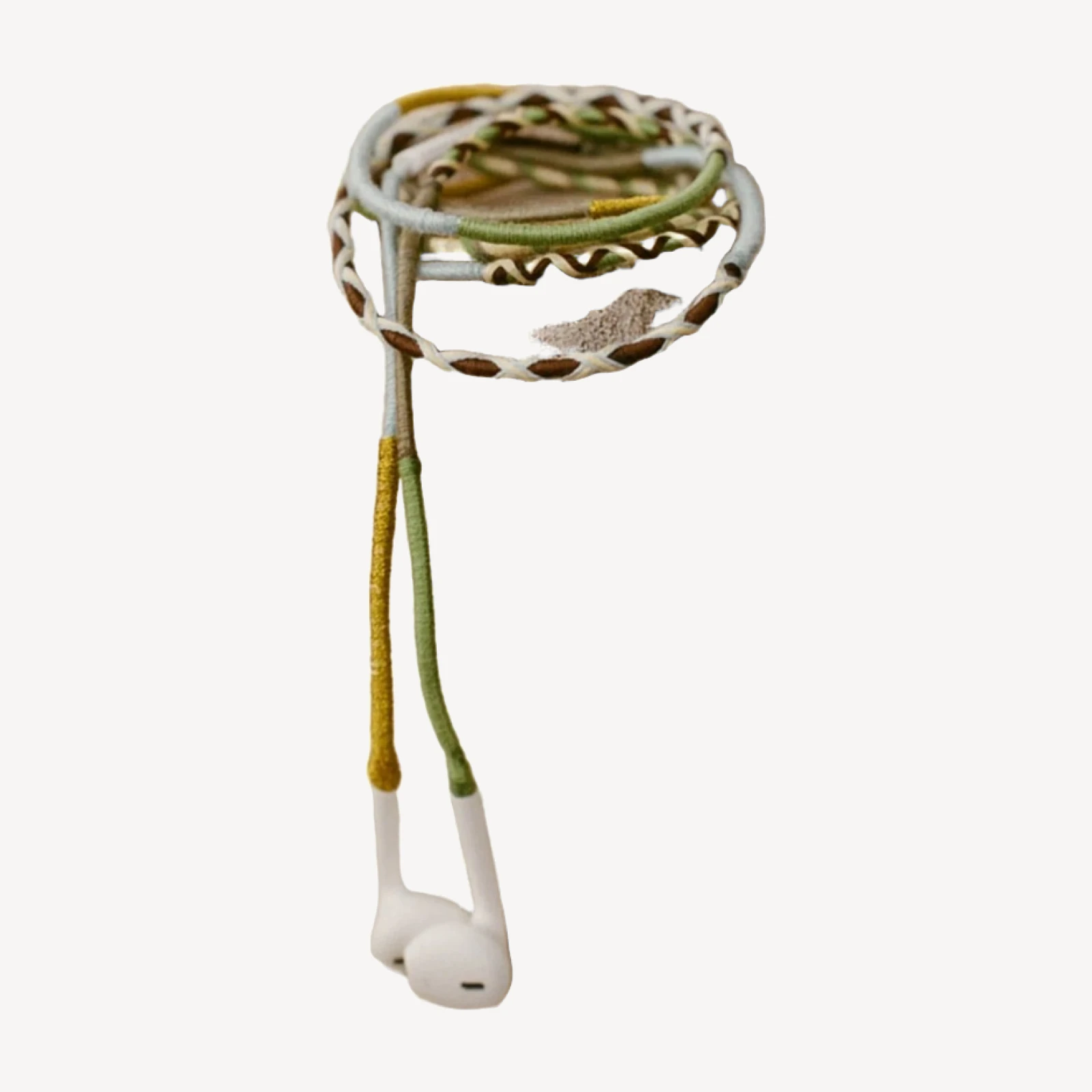LE POM POM & DÔEN HEADPHONES -- GREEN BLUE GOLD STRIPE