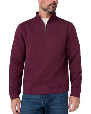 Liverpool Los Angeles Cotton Blend Diamond Quilt Quarter Zip Sweater
