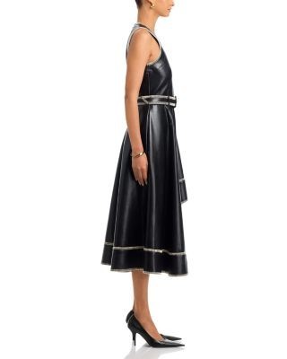 Cinq a Sept Zelda Whipstitched Faux Leather Dress