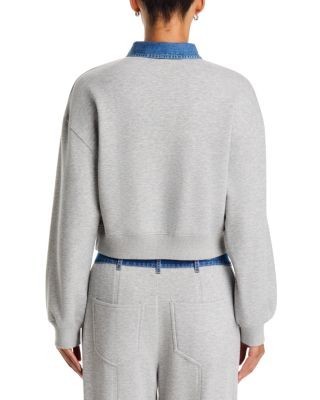Cinq a Sept Corenna Denim Collar Pullover Sweatshirt
