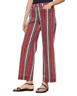 Sanctuary Mariner Mid Rise Ankle Crop Jeans in Verry Berry Stripe