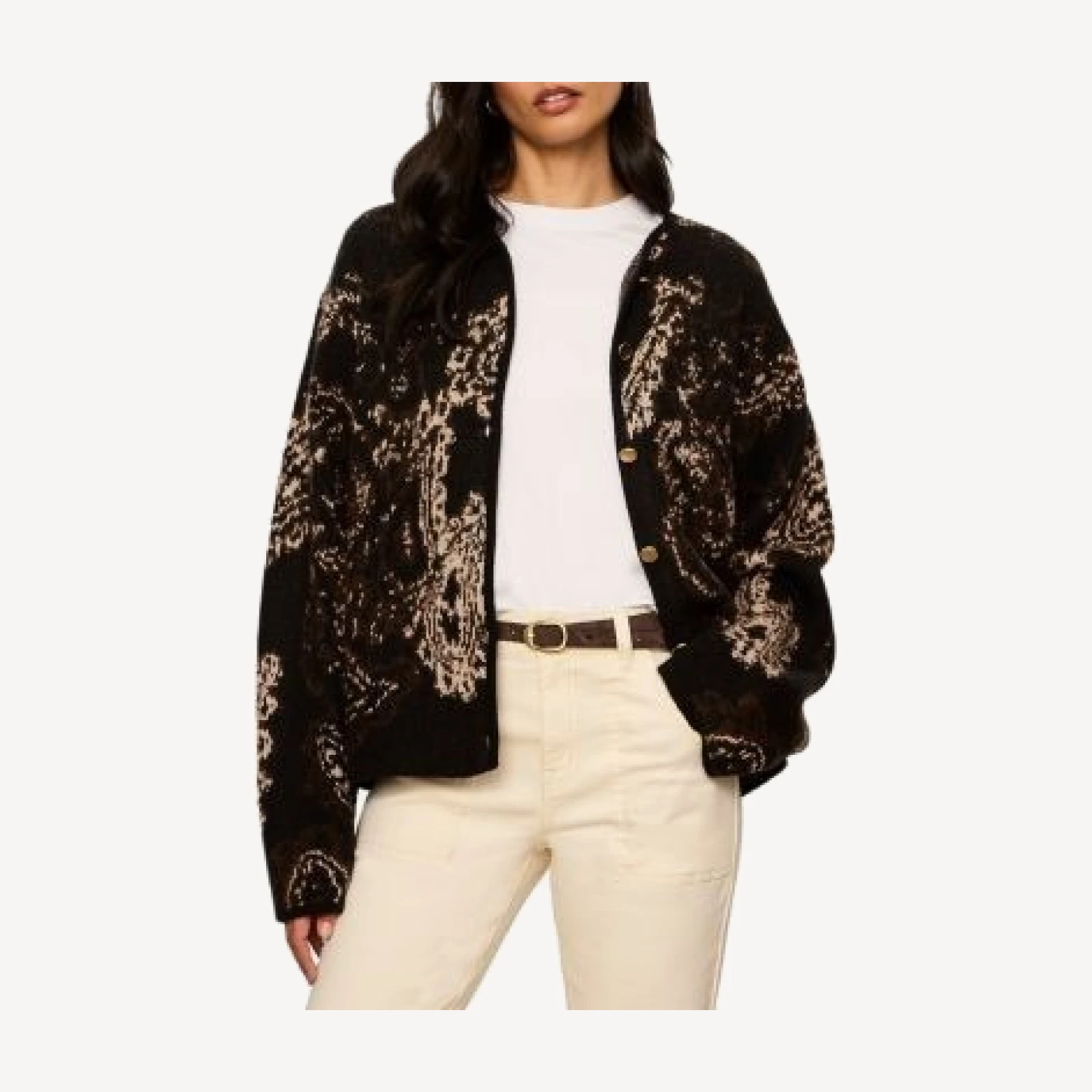 Sanctuary Jacquard Knit Collarless Jacket