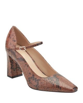Marc Fisher Ltd. Women's Genevie Snake-Embossed Leather Mary Jane Pumps