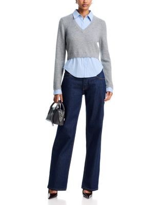Cinq a Sept Renna Layered Cashmere V Neck Sweater