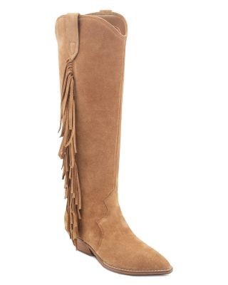 Marc Fisher Ltd. Women's Anirey Suede Fringe Western Knee High Boots