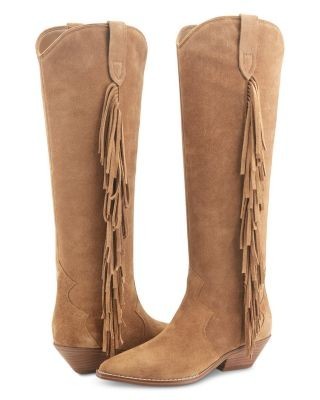 Marc Fisher Ltd. Women's Anirey Suede Fringe Western Knee High Boots