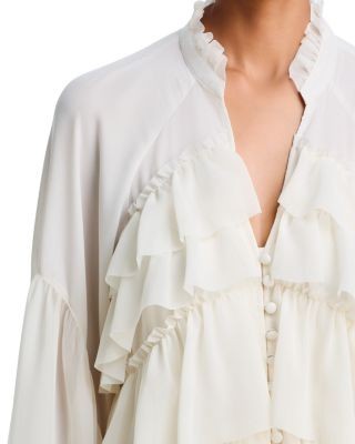 Cinq a Sept Amoura Stand Collar Ruffle Tiered Top