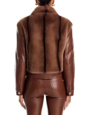 Cinq a Sept Melind Faux Fur Trim Faux Leather Jacket