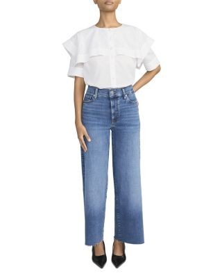 Frame Le Pixie Slim Palazzo High Rise Jeans in Canals Raw