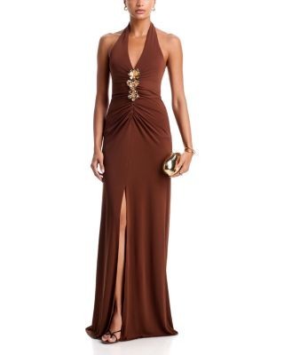 Cinq a Sept Kessan Gathered Halter Neck Maxi Dress