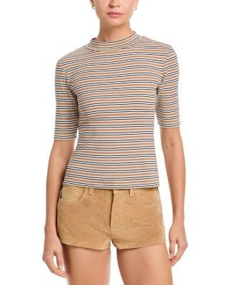 Frame The Striped Mock Neck Top